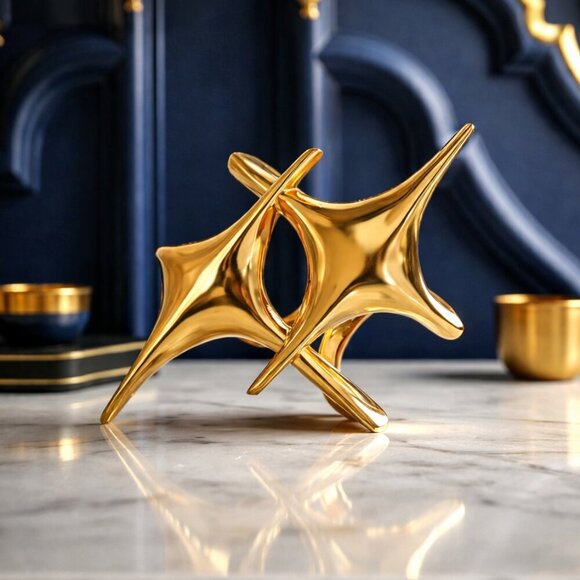 Celestial Starburst 18K Gold Plated Adjustable Ring | Sculptural | Futuristic - Picture 13 of 13